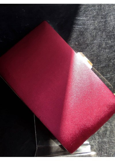 Дамска чанта тип клъч от сатен цвят Бордо
